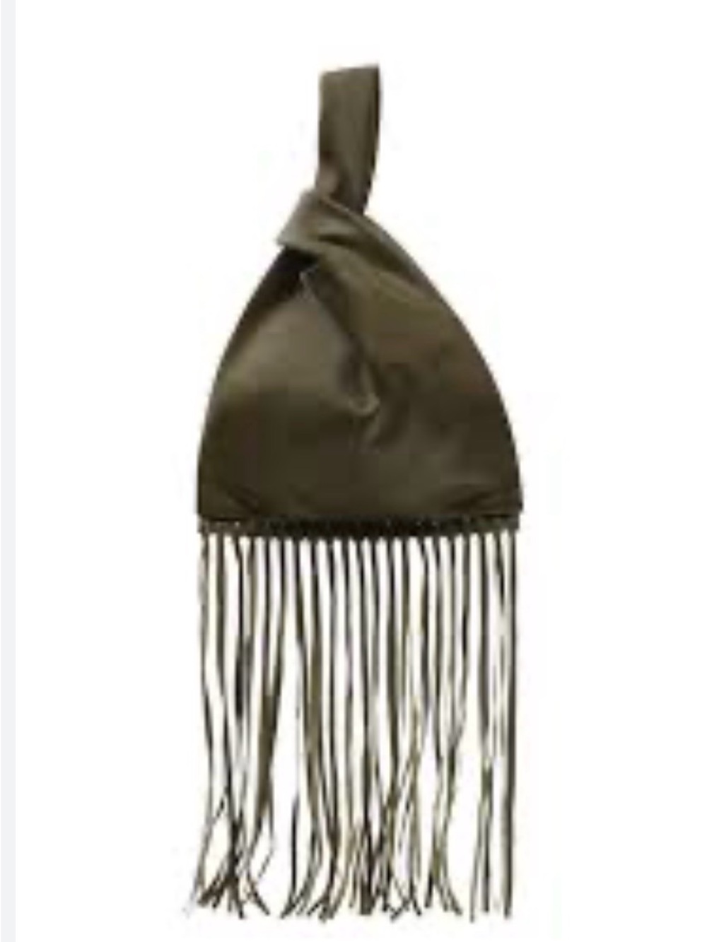 Zara Olive Leather Bag with Fringe